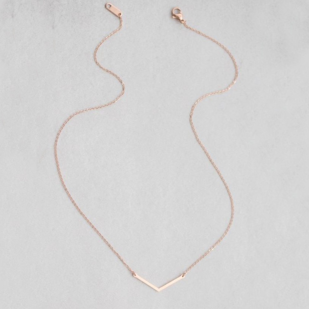 Chevron Necklace 14K Rose Gold Plated